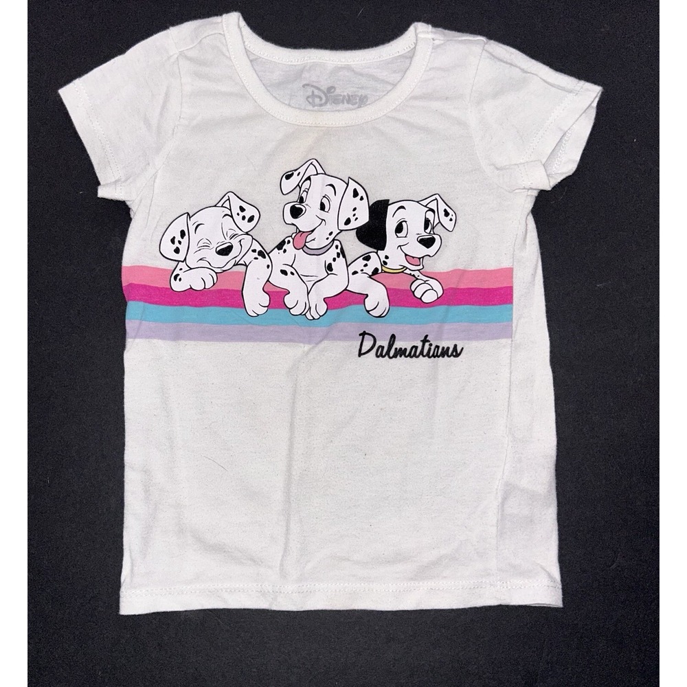 Disney Kids 101 Dalmatians Graphic Tee White Short Sleeve Shirt Size 3/4 4